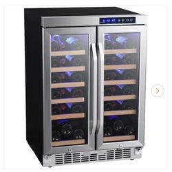 36 Bottle 24 in. Built-In French Door Dual Zone Wine Cooler