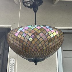 Tiffany-Style Stained Glass Dome Pendant Light 