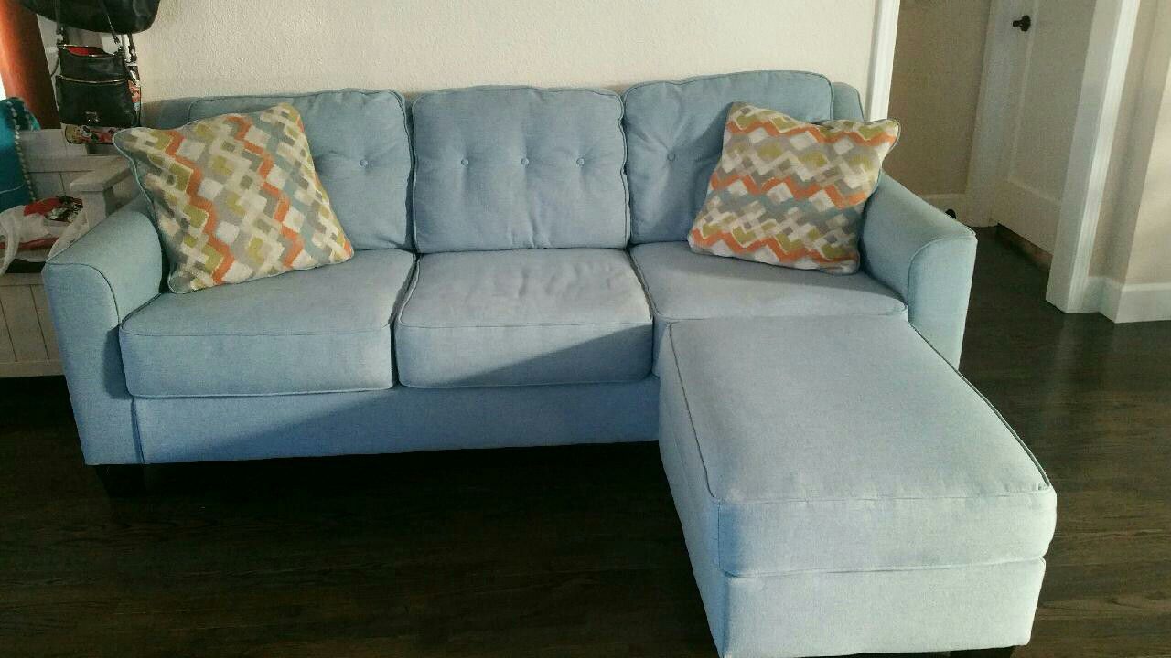 Seafoam couch and ottoman