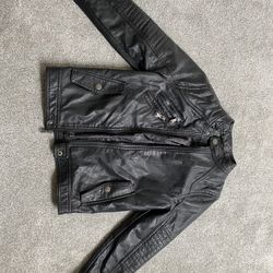 Faux/Fake Leather Kids/boys/girls Size 10-12 Black Leather Jacket/coat