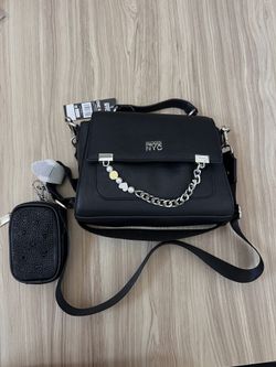 Madden NYC Black Satchel Pearl Chain Bag Women