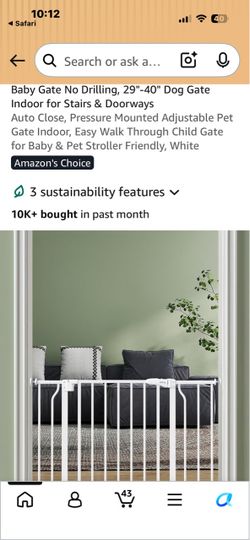 White Pressure Mounted Baby and Pet Gate
