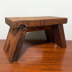 Vintage Solid Wood Footstool Little Cricket Bench Accent Decor