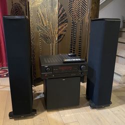 Denon AVR-1705 450W 6.1ch Bluetooth 5.3 Receiver two tower speakers boston + subwoofer klipsch