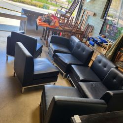 7-piece modern black and chrome couch sofa sectional