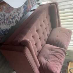 Small Pink Velvet Couch