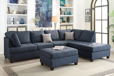 2 Piece Blue Sectional Sofa F6989