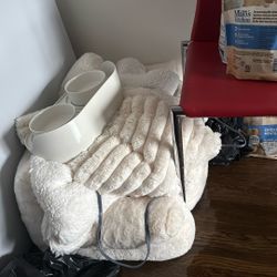 Puppy Bed, Heated Blanket, Food And Water Bowl