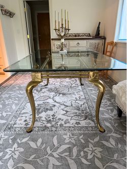 Dining table brass/glass