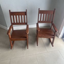Wood Child Rocking Arm Chairs (2)