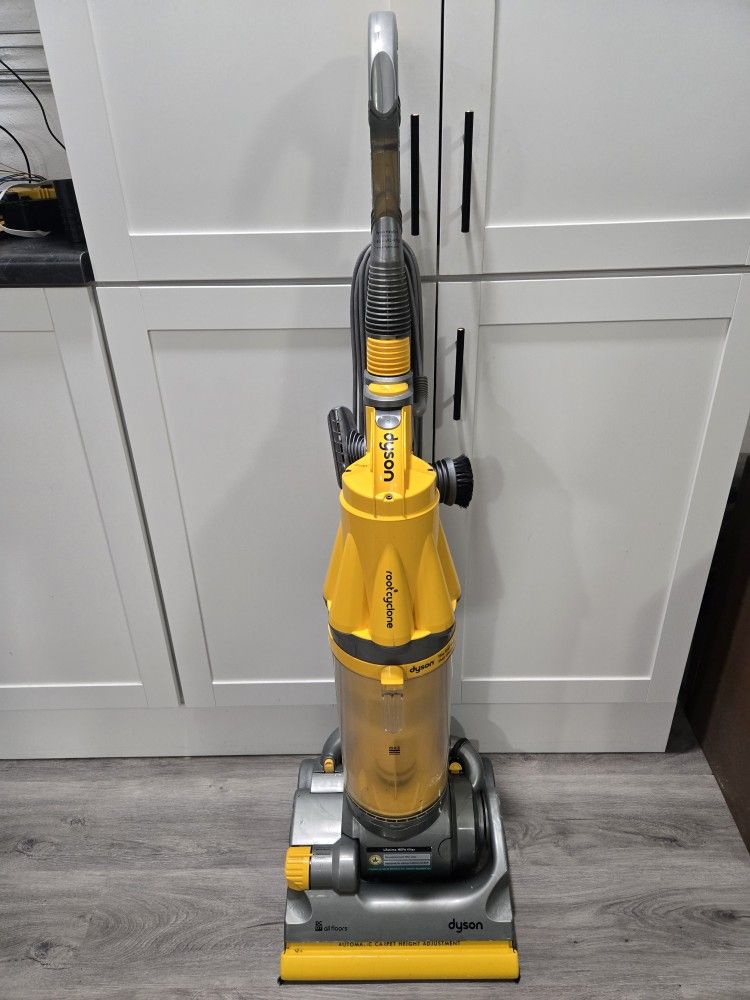 DysonDC07 All Floors Upright Vacuum Yellow Root Cyclone Vacuum with Attachments