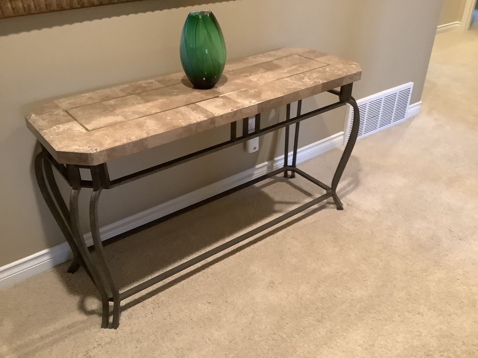 Stone and metal console table