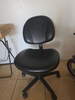 Black Leather Office Chair with Wheels