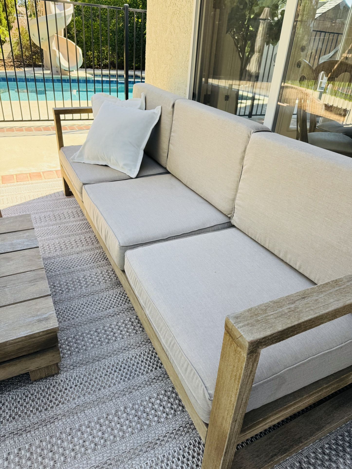 Outdoor Couch + Coffee Table + Chairs (World Market) 