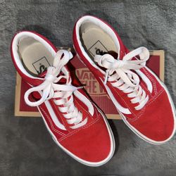 Old School Vans - Racing Red/ True White 