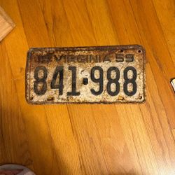 1959 VA License Plate 
