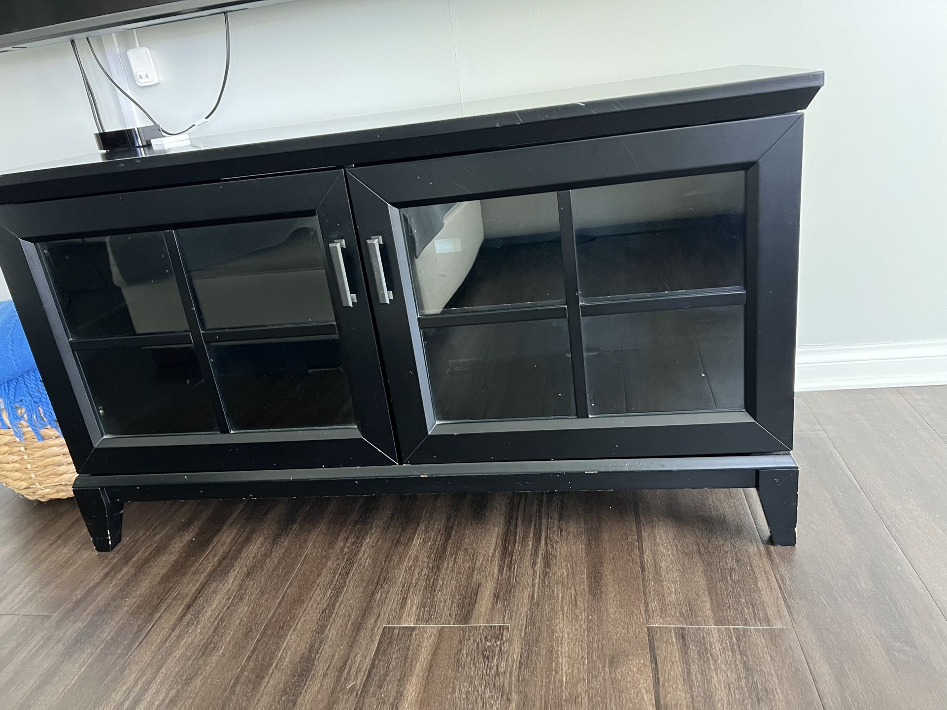 Crate And Barrel Black Wood Storage Media Console