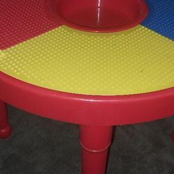 Tot Tutors Kids 2-in-1 Plastic Red and Yellow LEGO Activity Table 