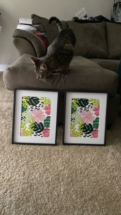 Twin Abstract floral with black frame