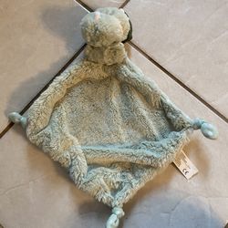 Green KellyToy Dinosaur Triceratops Lovey Plush Blanket Rattle Knot Polka Dots