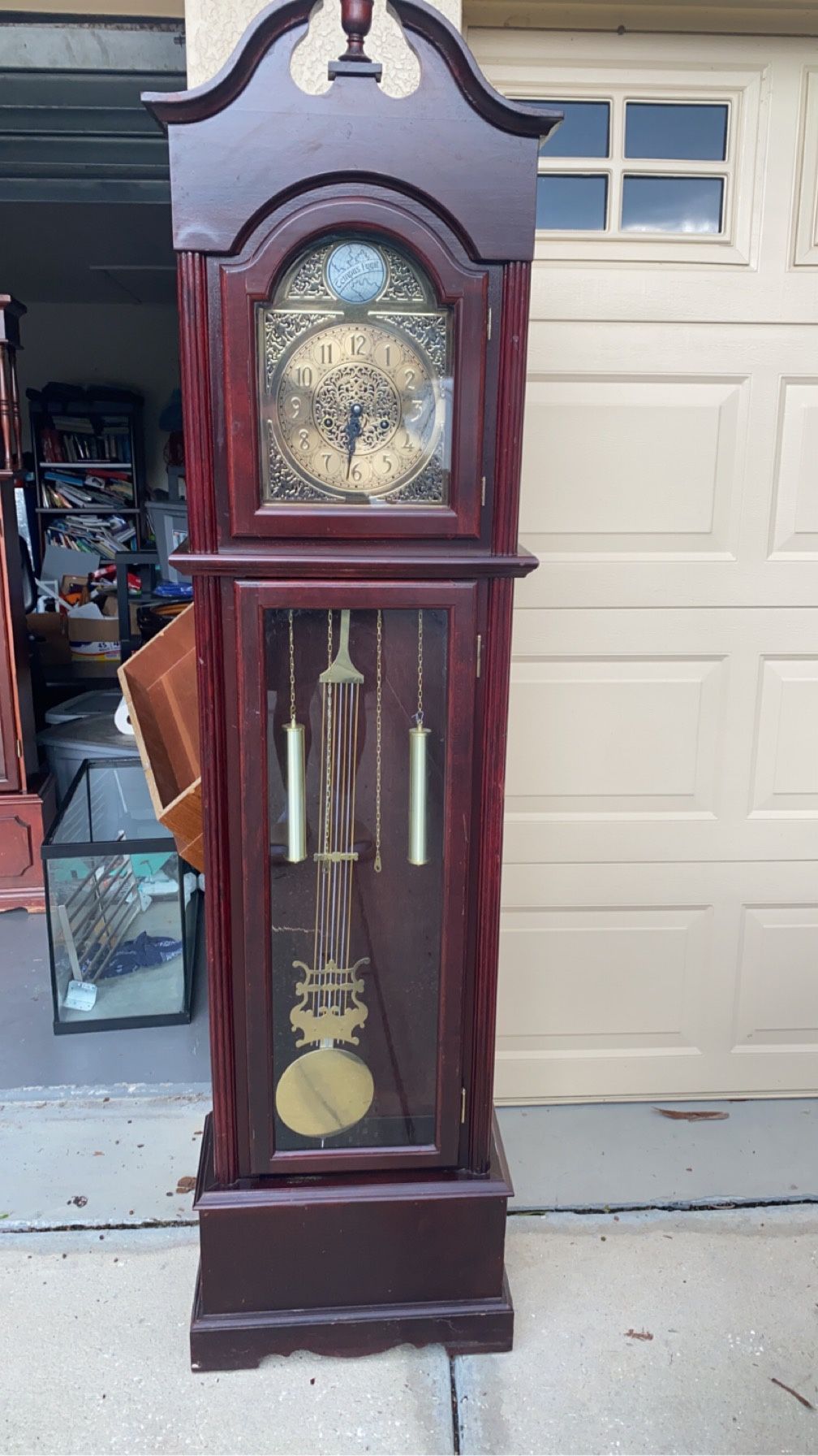 Antique Tempus Fugit 76in Quartz Grandfather Clock