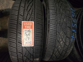 2 Tires 215.55.17 Firestone Firehawk 90 % Tread Dot 0925