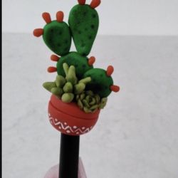 Brand This beautiful pen with an ornamental topper cactus and succulents 