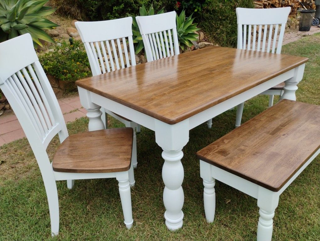 Dining Table Chairs And Bench Farmhouse Kitchen Table Set