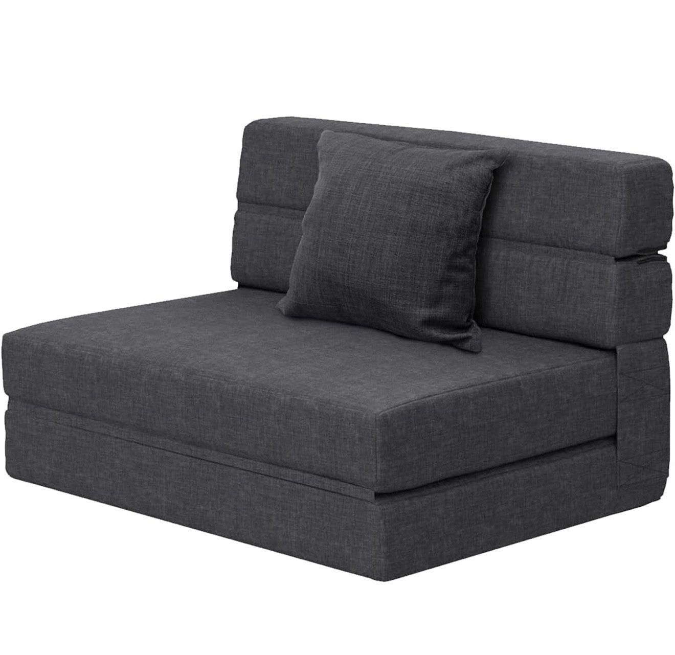 Fold Sofa Bed Couch Memory Foam with Pillow Futon Sleeper Chair Guest Bed and Fold Out Couch, Washable Cover Twin Size, Dark Gray