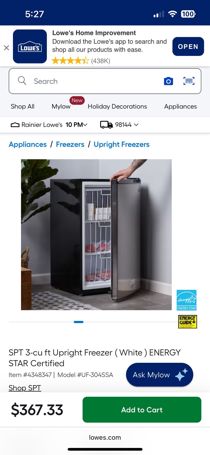 SPT 3cu ft Upright Freezer