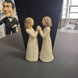 Willow Tree "Sisters By Heart" Set Of 2 Hand-painted Figurines By Susan Lordi In 2000 For Demdaco 5" Tall 