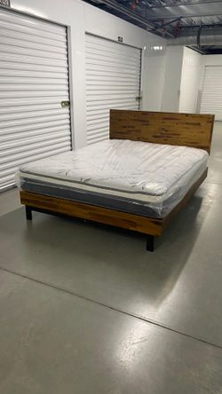 Queen bed frame with mattress