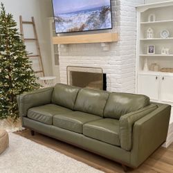 Modern Mid-Century Leather Couch Bed