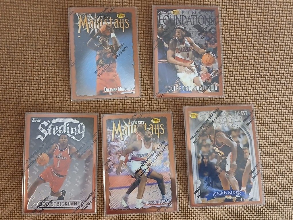 lot of 5x 1996-97 Topps Finest Bronze Basketball Cards w/ coating - Kobe Bryant Allan Iverson Rookie Year Mint