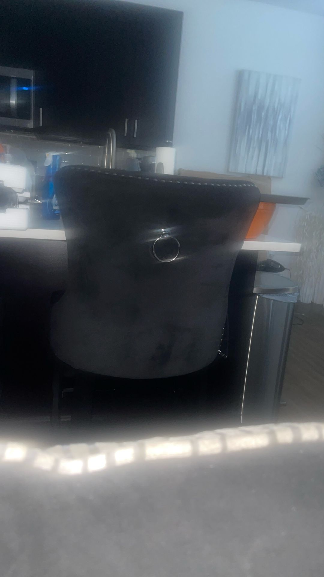 2 Black Velvet Kitchen Counter Stools
