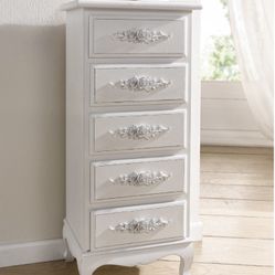 Five Drawer Lingerie Dresser Tall Skinny Storage Chest