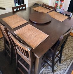 Dining table 42” high table with 6 matches chairs