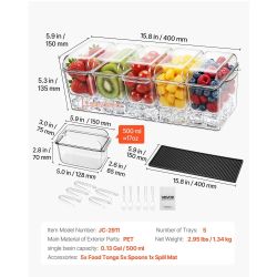VEVOR Chilled Condiment Server Caddy – 5 Compartments