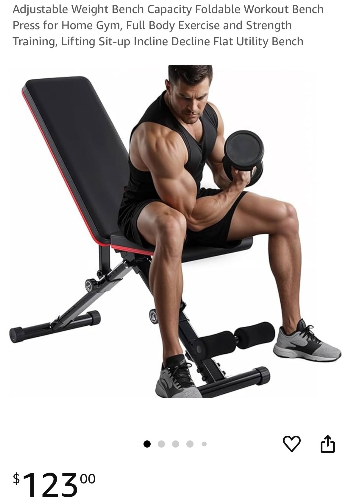 Adjustable Weight Bench Capacity Foldable Workout Bench Press for Home Gym, Full Body Exercise and Strength Training, Lifting Sit-up Incline Decline F