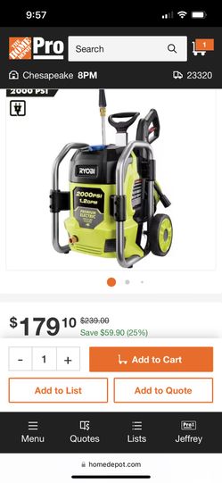Ryobi electric Pressure Washer