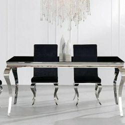 [SPECIAL] Ada Black Glass Dining Set | D858DT

