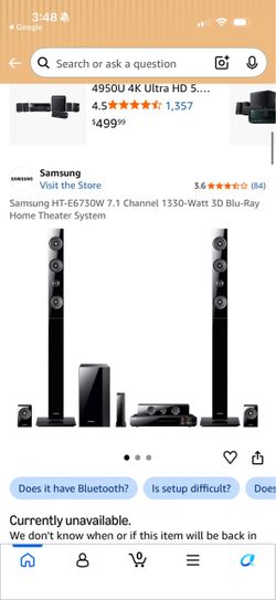 Samsung HT-E6730W 7.1 Channel 1330-Watt 3D Blu-Ray theater system