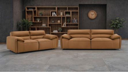 New Top Grain Leather Couch and Loveseat Set