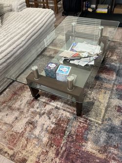 Glass Top Coffee Table with Lower Shelf