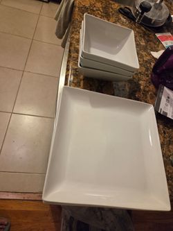 Create and Barrel square 3 plates and 3 bowls