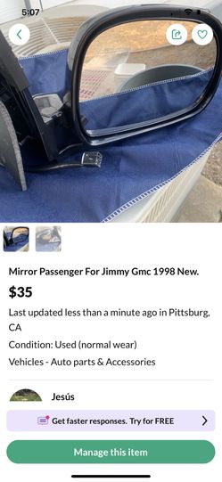 Mirror Passenger New For Jimmy Gmc 1998