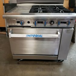 Used Imperial 36"L Range With 4 Burners, 12" Griddle, Reg Oven Natural Gas