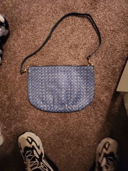Clare v blue woven leather bag new