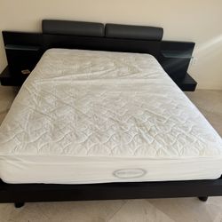Queen Size Bed Frame And Mattress. Side Tables  