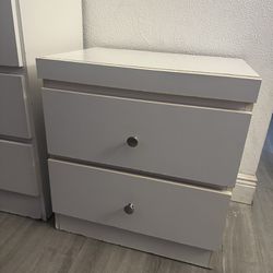 White Nightstand with Silver Knobs